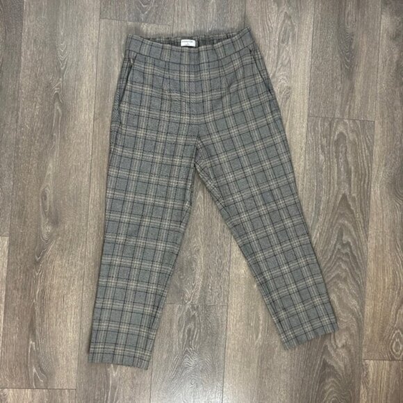 Aritzia Babaton Conan Pant Plaid Trouser Straight Leg High Waist Pleated Gray - Picture 4 of 16